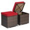 2 Pieces Patio Storage Ottoman with Removable and Washable Cushions